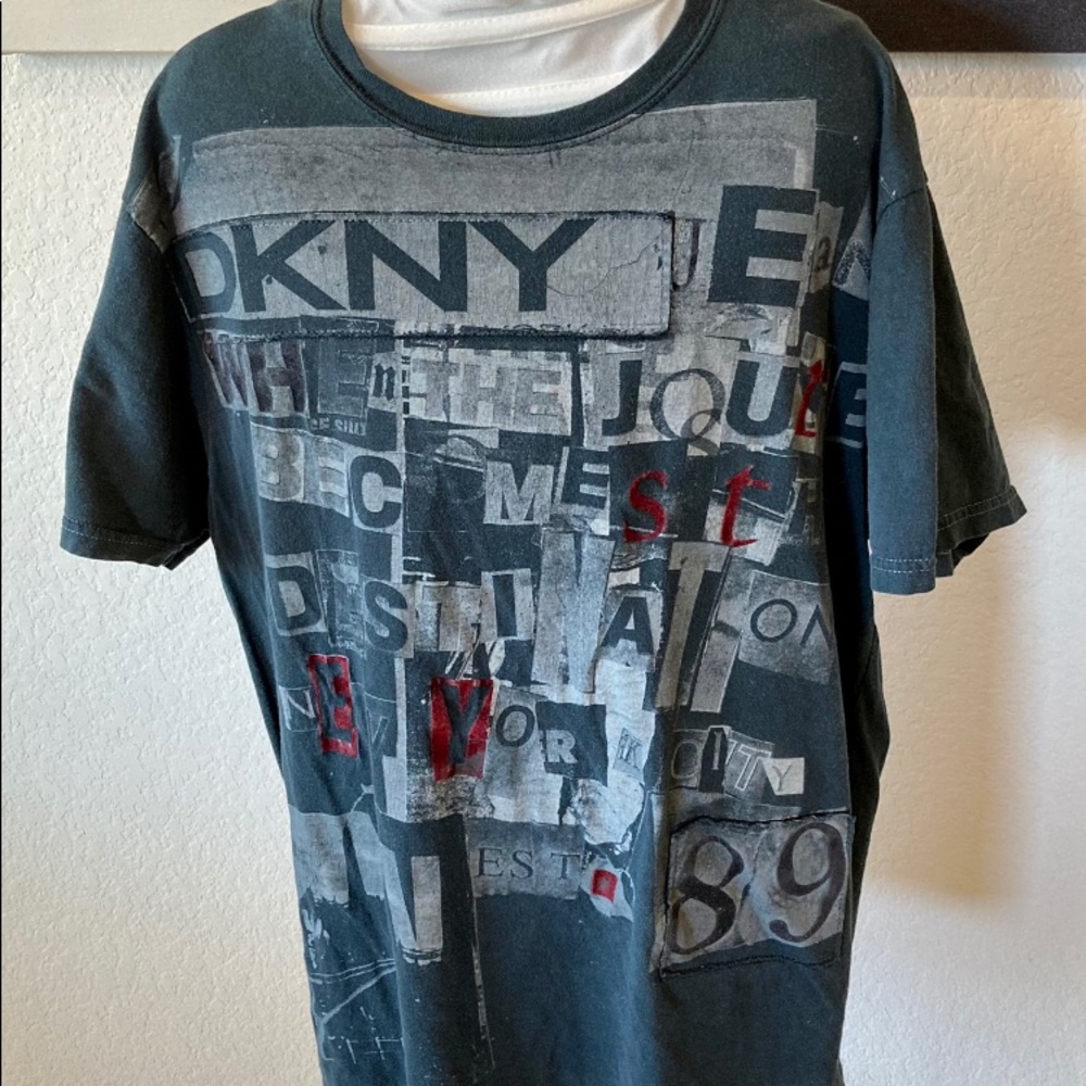 DKNY Punk rock style T-shirt red velvet L